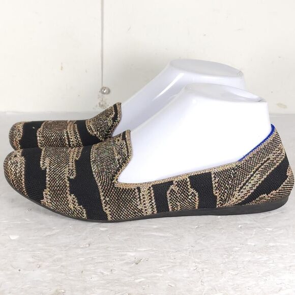 Rothy's Women's The Loafer US8,5 Black Golden Shimmer Slip On Flats Loafer Shoes - Picture 2 of 12